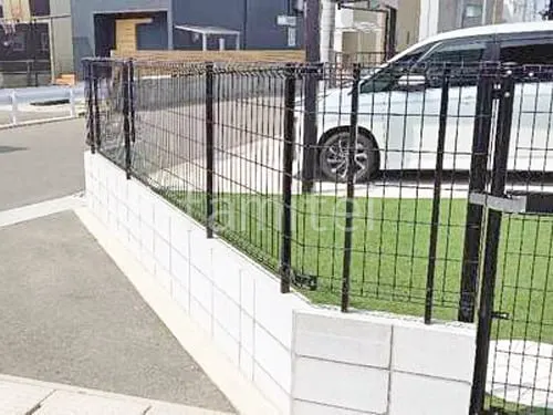 スチールメッシュ フェンス LIXIL ハイグリッドUF8型 境界・メッシュ ブロック塀 （化粧ブロック） 太陽エコブロックス 普通CB 