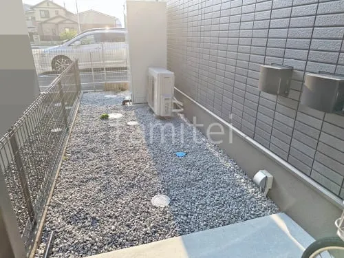 犬走り 防犯砂利敷き バラス砕石 防草シート加工