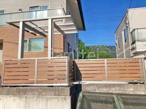 アルミ形材 フェンス LIXIL 木製調AB YS3型 横スリット3 目隠し 木調・ラティス