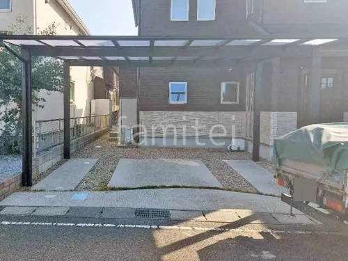 カーポート２台(ワイド) ツイン YKKAP エフルージュ FIRST フラット屋根