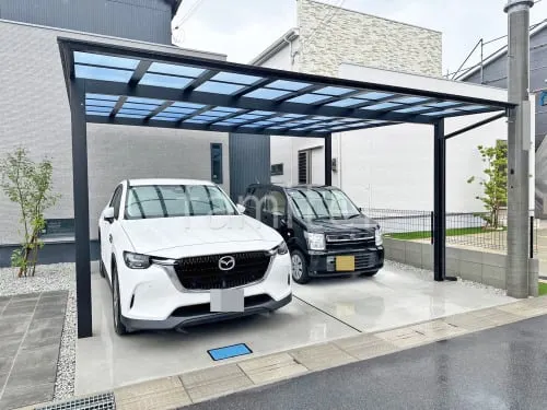 カーポート２台(ワイド) ツイン LIXIL ネスカＦ フラット屋根