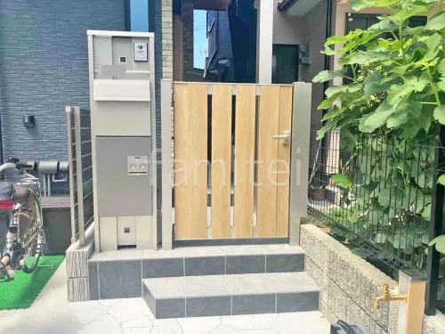 片開き 門扉 YKKAP 木製調 ルシアスTS4型 たてスリット 