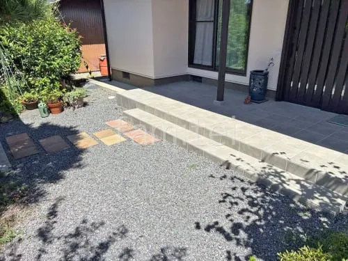 防犯砂利敷き バラス砕石 防草シート加工