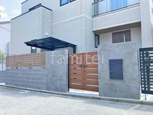 モダン門柱 壁タイル貼り タカショー セラレバンテ 宅配ボックス ユニソン ヴィコDB100