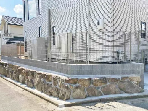 スチールメッシュ フェンス YKKAP イーネット3F型 スチール柱 境界・メッシュ ブロック塀 （化粧ブロック） ユニソン ジャスティ 