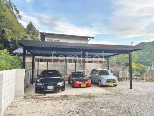 カーポート３台 （横ワイド トリプル） YKKAP ジーポートPro 積雪30cm対応 フラット屋根 折板屋根