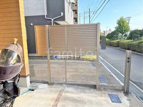 アルミ形材 フェンス LIXIL AB YL3型 横ルーバー3 2段柱 60角 上段のみ 目隠し