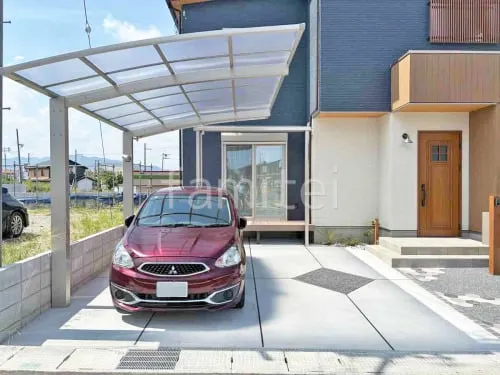 カーポート YKKAP アリュース 1台用(単棟) R型アール屋根 駐車場ガレージ床 土間コンクリート