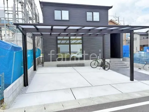 カーポート２台(ワイド) ツイン YKKAP エフルージュ FIRST フラット屋根