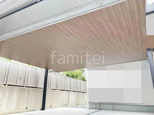 カーポート２台(ワイド) ツイン LIXIL 木製調 カーポートSC フラット屋根 吊り下げ屋根