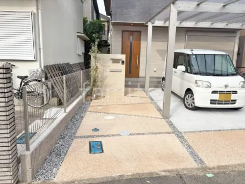 玄関アプローチ 床洗い出し仕上げ ストーンフィーネ NERI