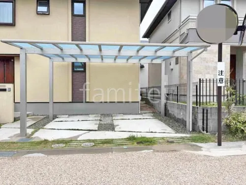 カーポート２台(ワイド) ツイン YKKAP エフルージュ FIRST フラット屋根