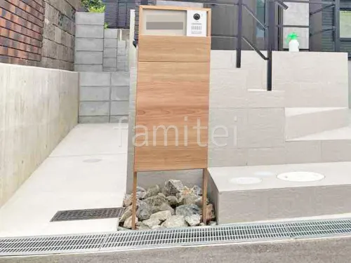 機能門柱 LIXIL FF パターン1 ロックガーデン 割栗石敷き