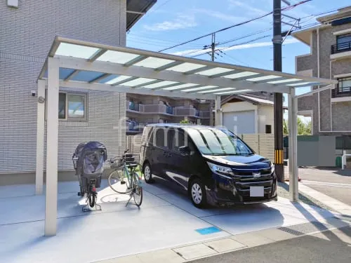 カーポート２台(ワイド) ツイン YKKAP エフルージュ FIRST フラット屋根