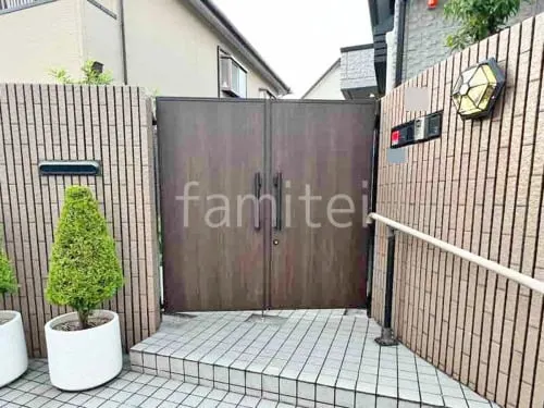 両開き 門扉 YKKAP 木製調エクスティアラFP1型 