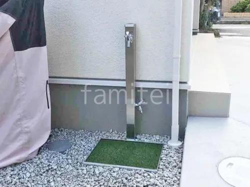 立水栓 ユニソン スプレスタンド60 蛇口2個 水受け ターフパン