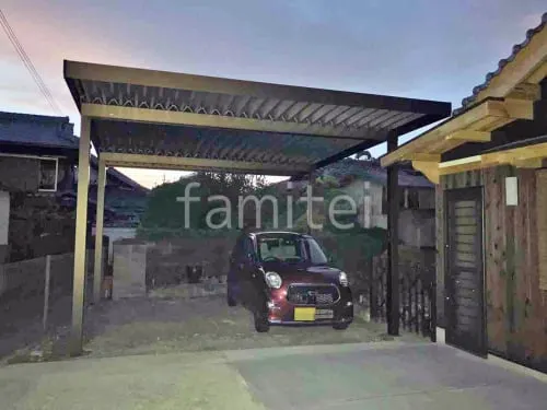 カーポート２台(ワイド) ツイン YKKAP ジーポートPro 積雪30cm対応 フラット屋根 折板屋根