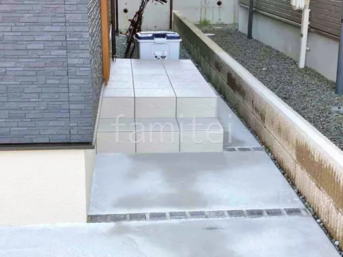 玄関アプローチ階段 床タイル貼り 新井窯業 アドバン