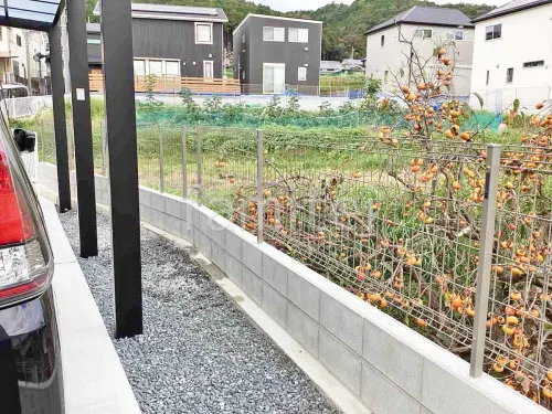 スチールメッシュ フェンス YKKAP イーネット3F型 スチール柱 境界・メッシュ ブロック塀 （化粧ブロック） 太陽エコブロックス 普通CB 