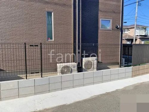 スチールメッシュ フェンス YKKAP イーネット3F型 スチール柱 境界・メッシュ ブロック塀 （化粧ブロック） 太陽エコブロックス 普通CB 