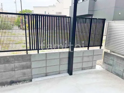 アルミ形材 フェンス 三協アルミ レジリア TK2型 たて太格子  ブロック塀 （化粧ブロック） 太陽エコブロックス 普通CB 