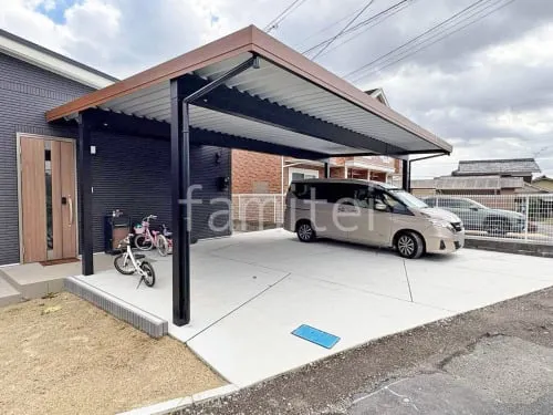 カーポート３台 （横ワイド トリプル） YKKAP 木製調 ジーポートPro 積雪50cm対応 フラット屋根 折板屋根