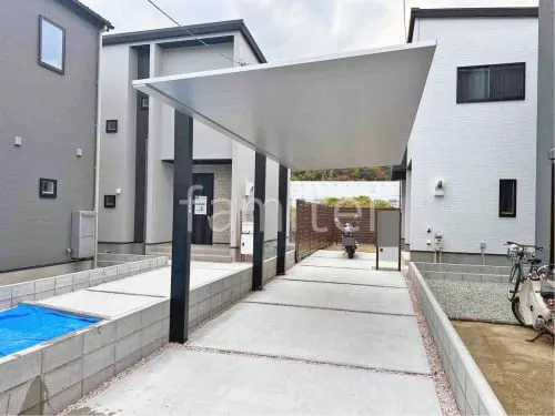 カーポート１台＋延長 （1.5台縦連棟） YKKAP プレーンルーフ フラット屋根 吊り下げ屋根