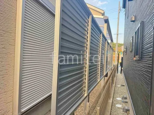 アルミ形材 フェンス 三協アルミ レジリア YM1型 横目隠し 2段柱 60角 上段のみ 目隠し