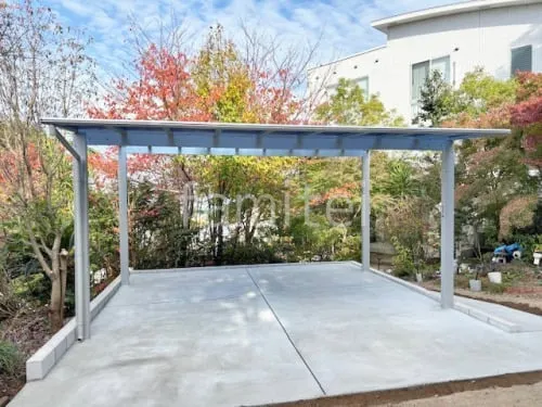 カーポート２台(ワイド) ツイン YKKAP エフルージュ FIRST フラット屋根