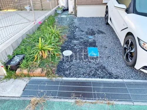 砂利敷き 防草シート加工