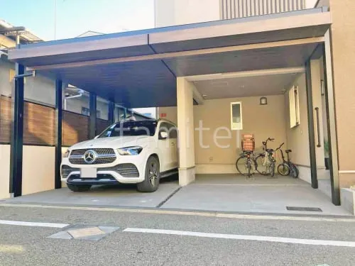 カーポート３台 （横ワイド トリプル） 三協アルミ 木製調Uスタイル アゼスト プレミアムタイプ 吊下 フラット屋根 吊り下げ屋根