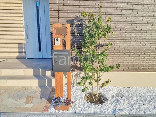 木製調デザインアルミ角柱門柱 プランパーツ 郵便受けポスト Panasonic クリアスFF シンボルツリー ソヨゴ 常緑樹 植栽