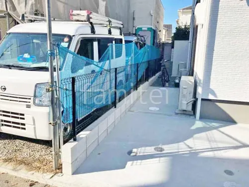 ブロック塀 （化粧ブロック） 太陽エコブロックス 普通CB  スチールメッシュ フェンス YKKAP イーネット3F型 スチール柱 境界・メッシュ