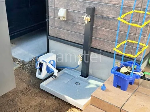 立水栓 ユニソン スプレスタンド60ソリッド 蛇口2個 水受け グランデパン545テンド