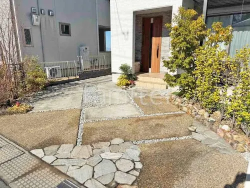 御所砕石敷き バラス砕石 防草シート加工