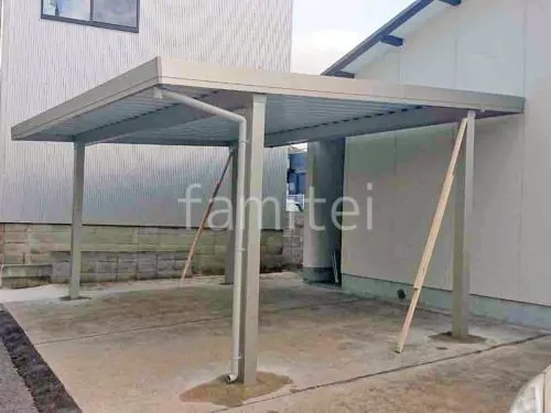 カーポート２台(ワイド) ツイン YKKAP ジーポートPro 積雪30cm対応 フラット屋根 折板屋根