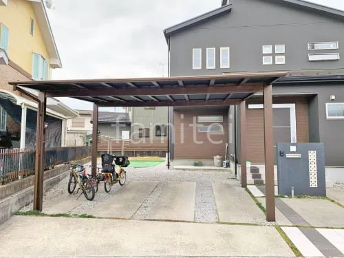 カーポート２台(ワイド) ツイン YKKAP エフルージュ FIRST フラット屋根