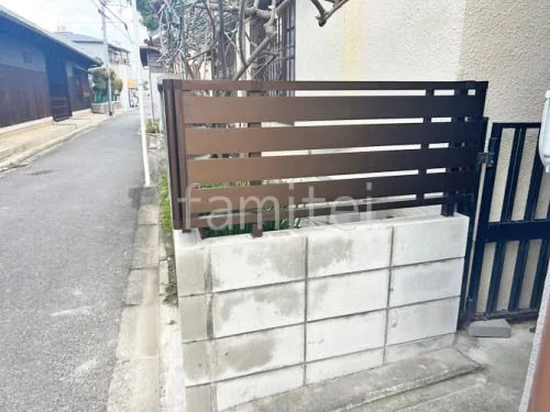 ブロック塀 （化粧ブロック） 太陽エコブロックス 普通CB  アルミ形材 フェンス YKKAP シンプレオYS3型 横スリット 目隠し