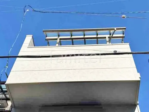 ３階ベランダ屋根  三協アルミ レボリューZ R 積雪50cm対応 アール屋根 スタンダード 壁付