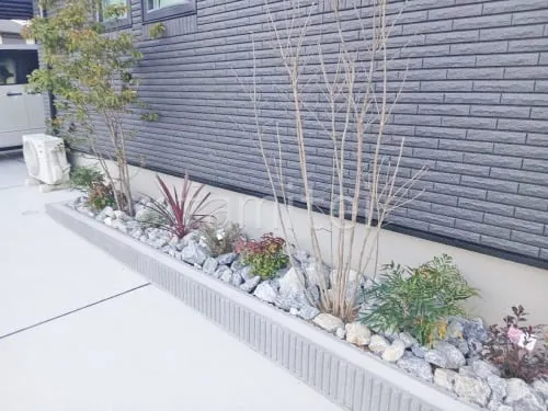 ロックガーデン 栗石敷き