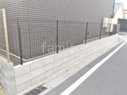ブロック塀 （化粧ブロック） 太陽エコブロックス 普通CB  スチールメッシュ フェンス YKKAP イーネット3F型 スチール柱 境界・メッシュ