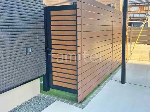 片開き 門扉 YKKAP 木製調 ルシアスYM1型 横目隠し 