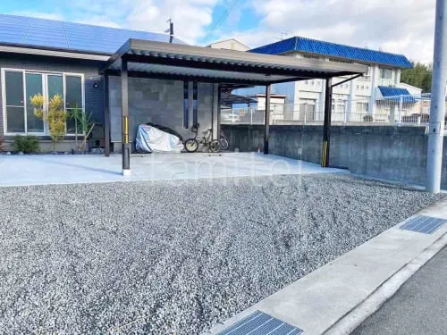 防犯砂利敷き バラス砕石 防草シート加工