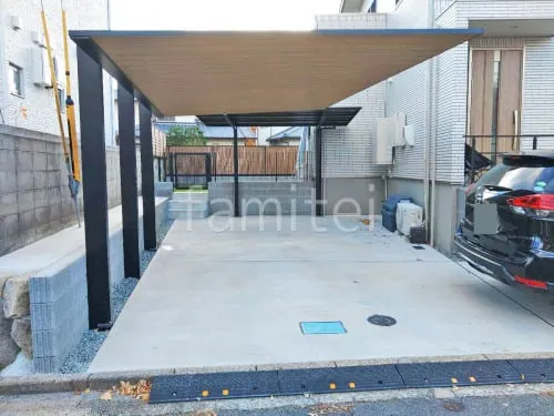 カーポート１台 （単棟） YKKAP 木製調 プレーンルーフ フラット屋根 吊り下げ屋根