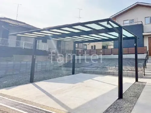 カーポート２台(ワイド) ツイン YKKAP エフルージュ FIRST フラット屋根