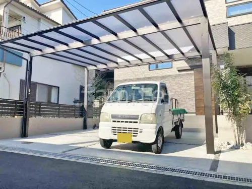 カーポート２台(ワイド) ツイン YKKAP エフルージュ FIRST フラット屋根