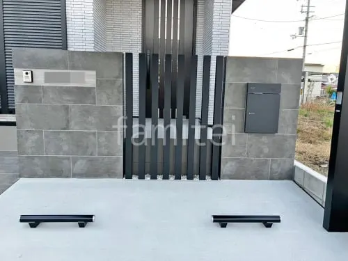 モダン門柱 壁タイル貼り タカショー セラレバンテ 宅配ボックス ユニソン ヴィコDB100 デザインアルミ角柱 プランパーツ 角材