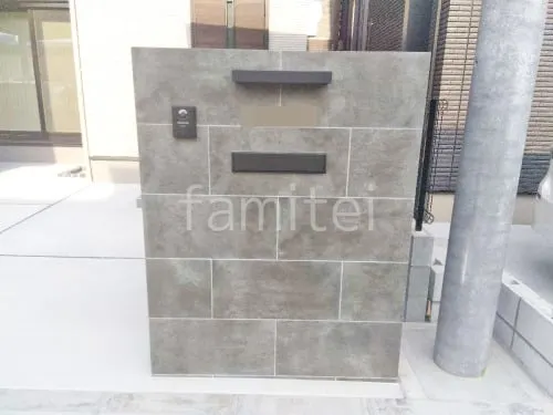 モダン門柱 壁タイル貼り タカショー セラレバンテ 郵便受けポスト YKKAP エクステリアポストG3型