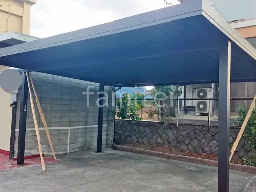 カーポート２台(ワイド) ツイン YKKAP ジーポートPro 積雪30cm対応 オールブラック フラット屋根 折板屋根