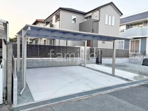 カーポート２台(ワイド) ツイン YKKAP エフルージュ FIRST フラット屋根